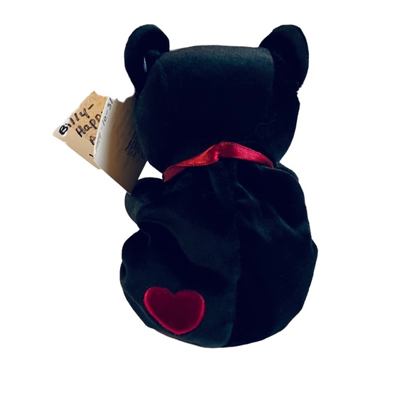 Vintage 7” Floppy Friends Bronte Bear Black Red Hearts Original Tags 1990s Love - Picture 7 of 13